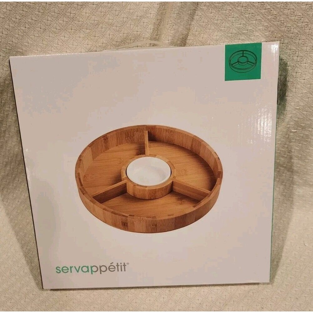 Servappetit Bamboo Vegetable Tray Platter Chip Dip